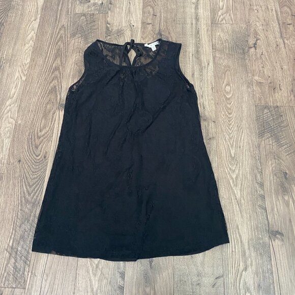 CAbi Women's Black Lace Sleeveless Blouse With Keyhole/Tie Back Size XS - Picture 3 of 7